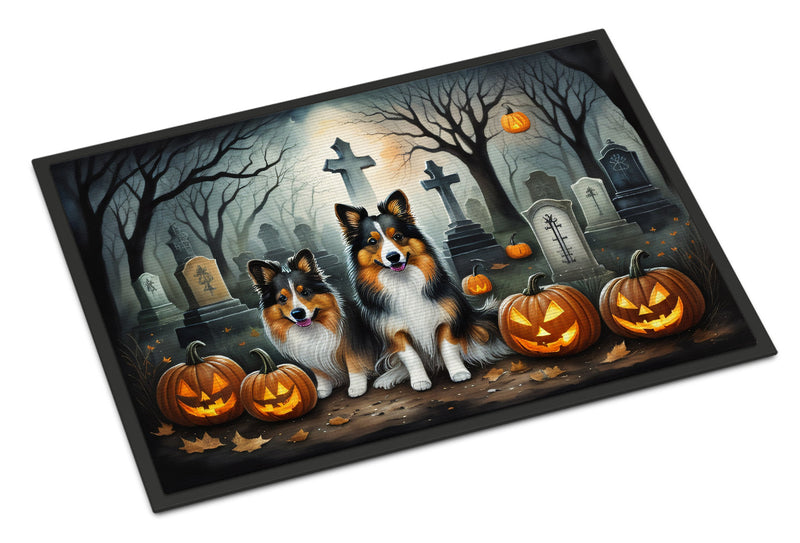 Sheltie Spooky Halloween Indoor or Outdoor Mat 24x36