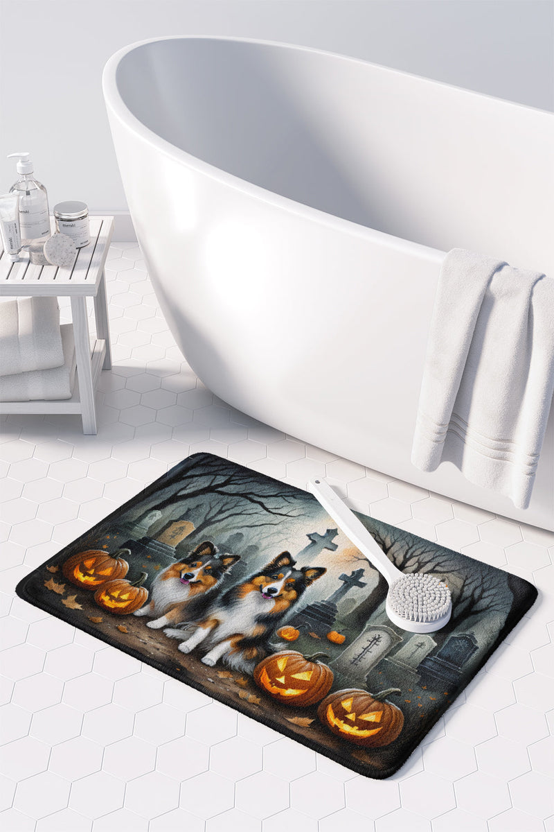 Sheltie Spooky Halloween Memory Foam Kitchen Mat