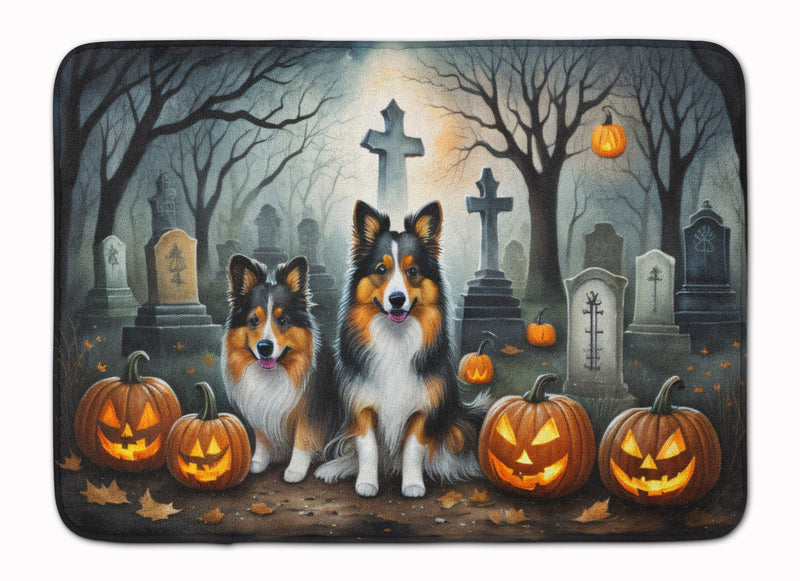 Sheltie Spooky Halloween Memory Foam Kitchen Mat