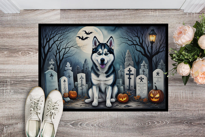 Siberian Husky Spooky Halloween Indoor or Outdoor Mat 24x36