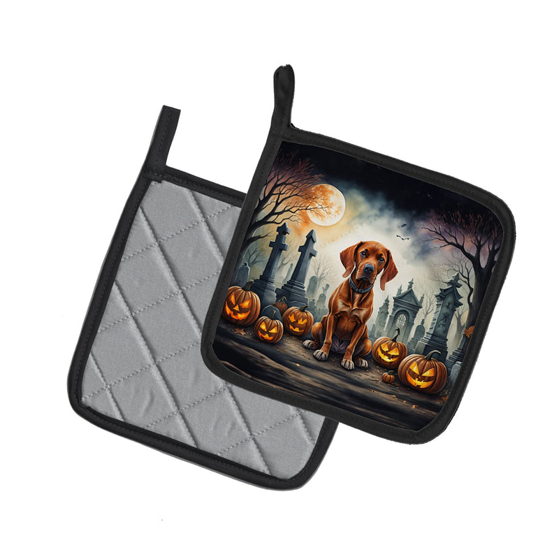 Vizsla Spooky Halloween Pair of Pot Holders