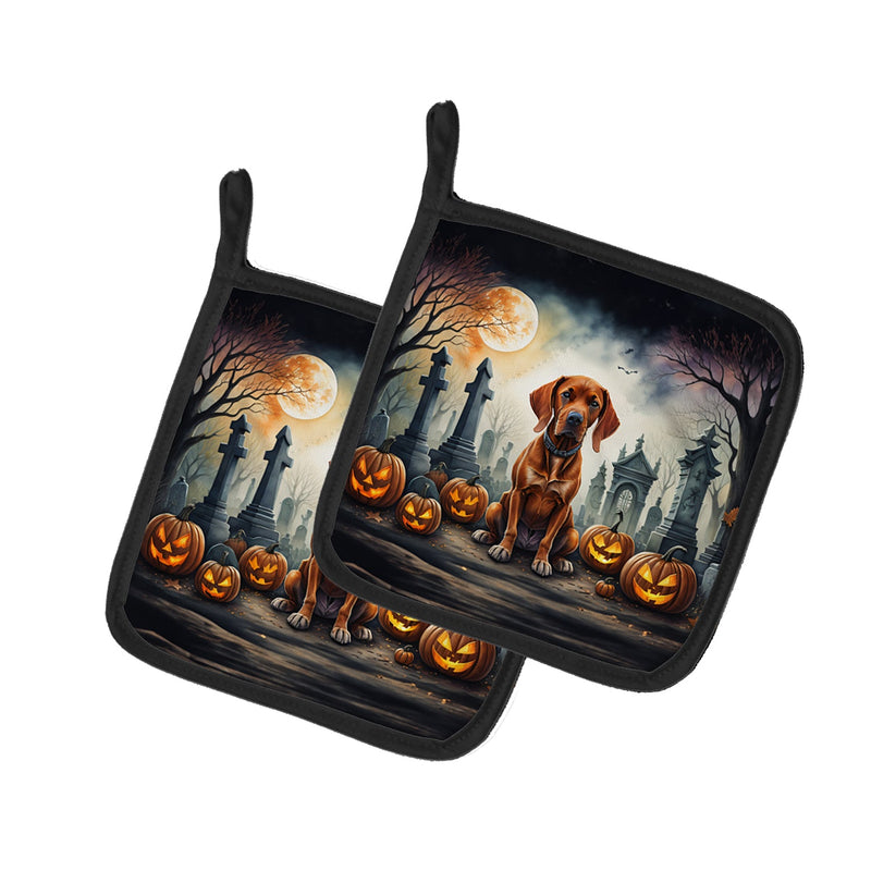 Vizsla Spooky Halloween Pair of Pot Holders