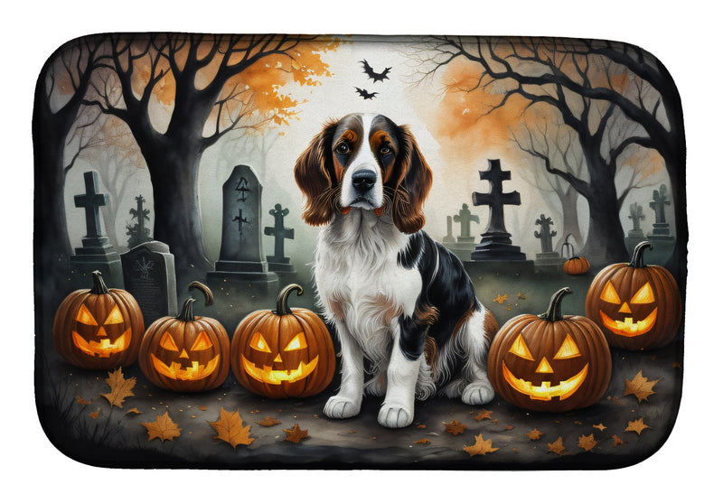 Welsh Springer Spaniel Spooky Halloween Dish Drying Mat