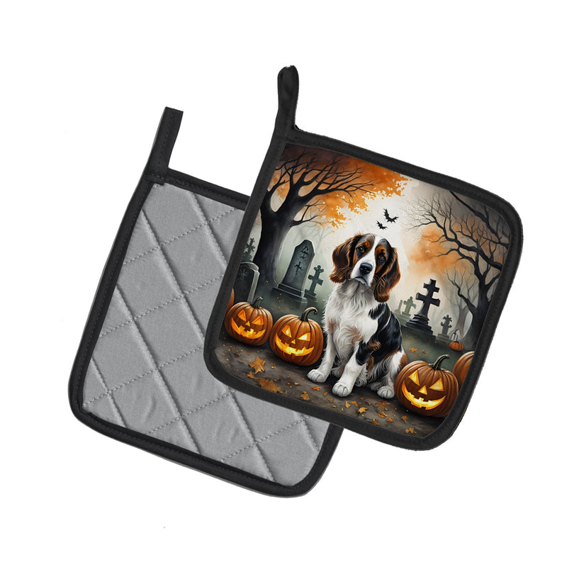 Welsh Springer Spaniel Spooky Halloween Pair of Pot Holders