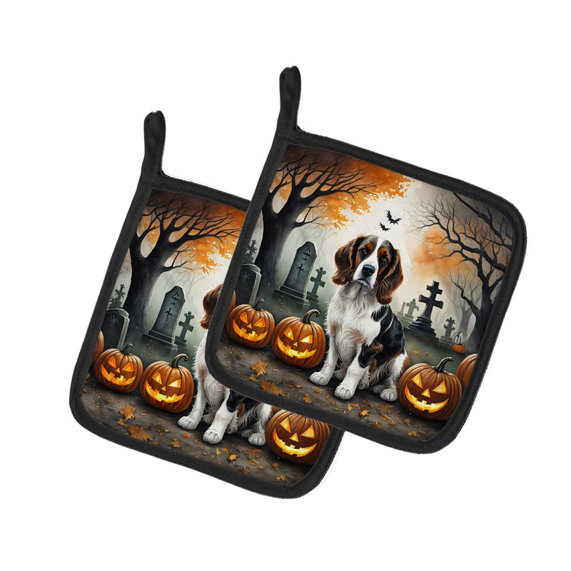 Welsh Springer Spaniel Spooky Halloween Pair of Pot Holders