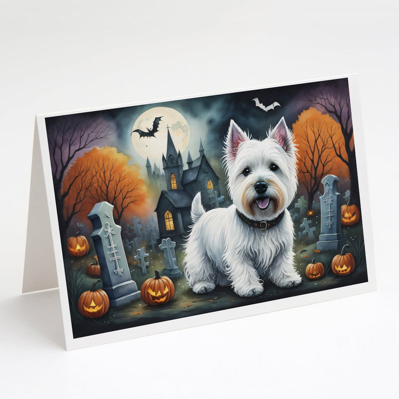 Westie Spooky Halloween Greeting Cards and Envelopes Pack of 8