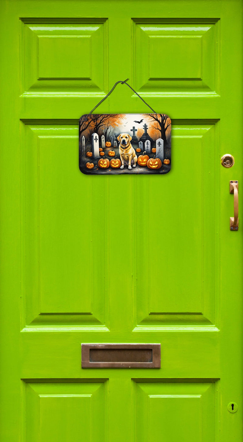 Yellow Labrador Retriever Spooky Halloween Wall or Door Hanging Prints