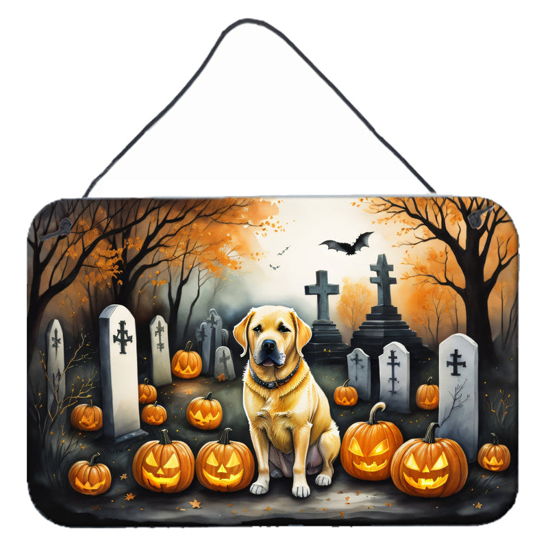 Yellow Labrador Retriever Spooky Halloween Wall or Door Hanging Prints