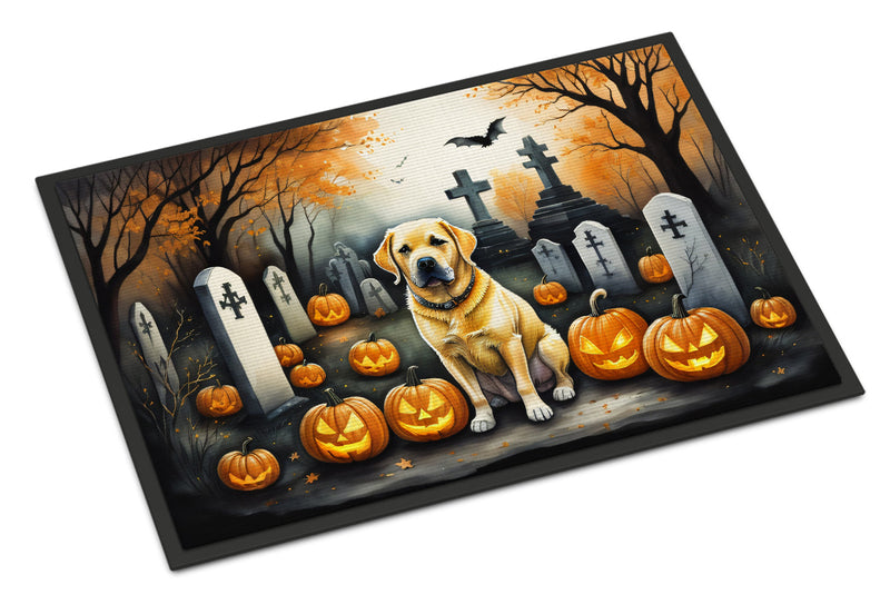 Yellow Labrador Retriever Spooky Halloween Indoor or Outdoor Mat 24x36