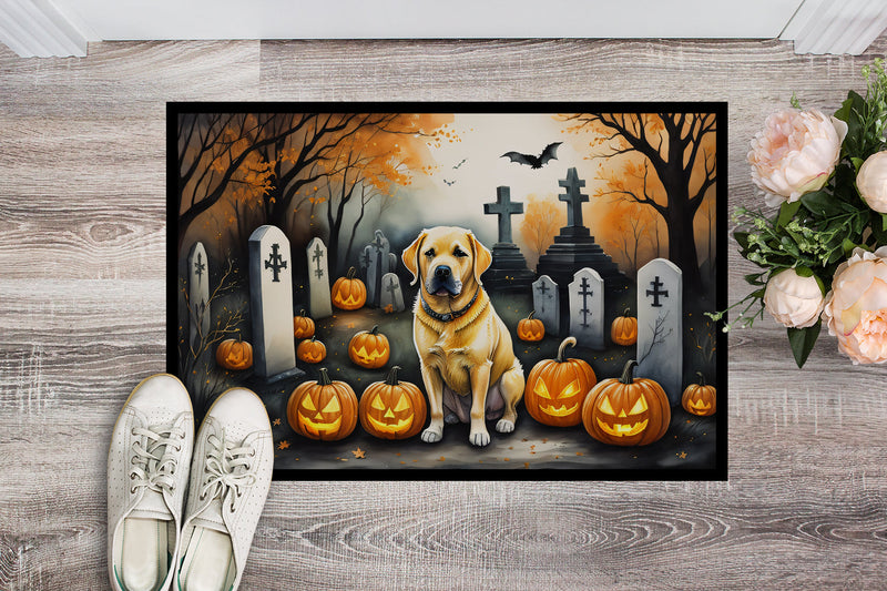 Yellow Labrador Retriever Spooky Halloween Doormat 18x27