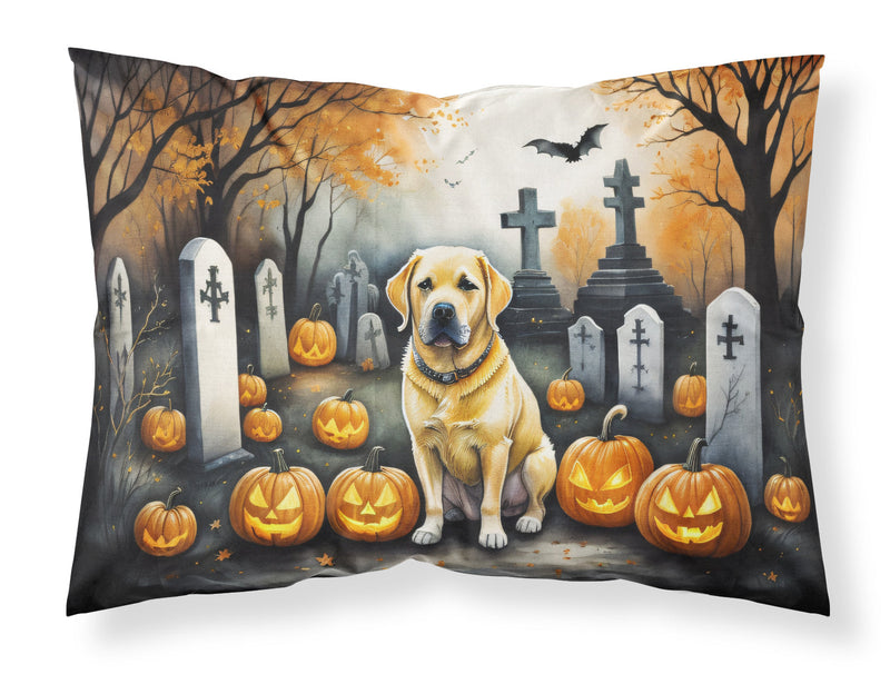 Yellow Labrador Retriever Spooky Halloween Fabric Standard Pillowcase