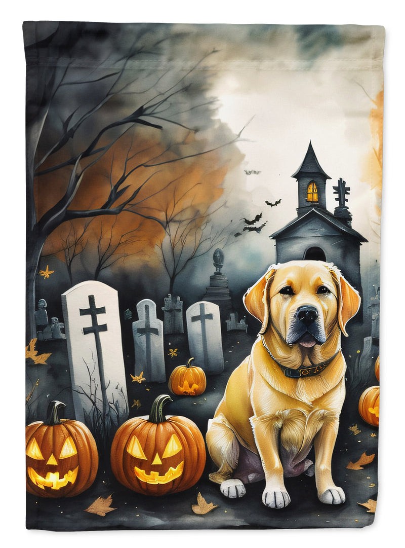 Yellow Labrador Retriever Spooky Halloween House Flag