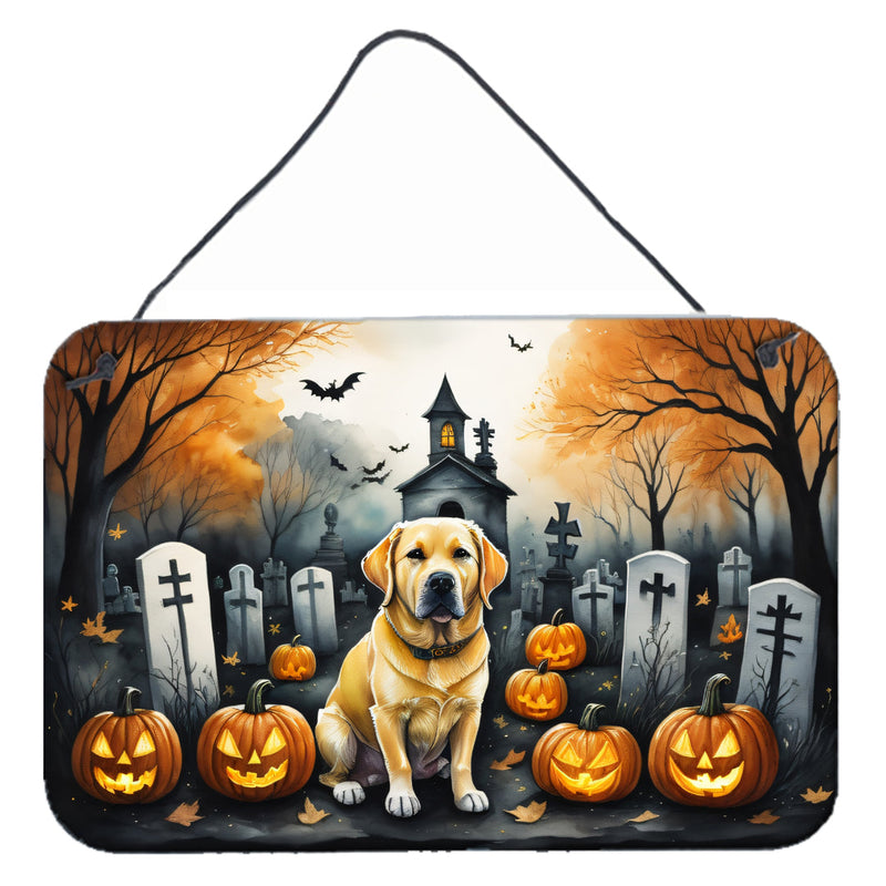 Yellow Labrador Retriever Spooky Halloween Wall or Door Hanging Prints