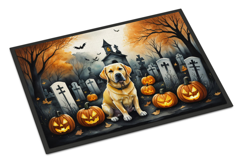 Yellow Labrador Retriever Spooky Halloween Indoor or Outdoor Mat 24x36