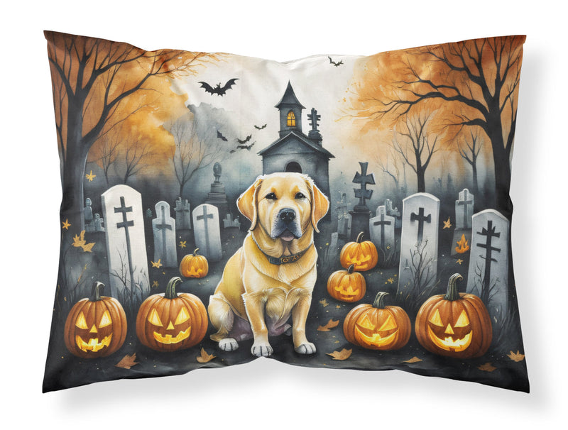 Yellow Labrador Retriever Spooky Halloween Fabric Standard Pillowcase