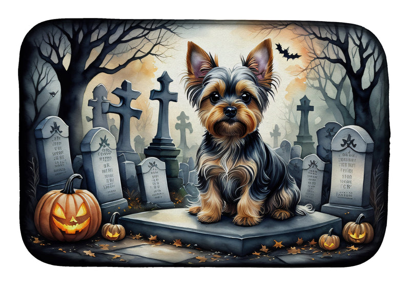 Yorkshire Terrier Spooky Halloween Dish Drying Mat