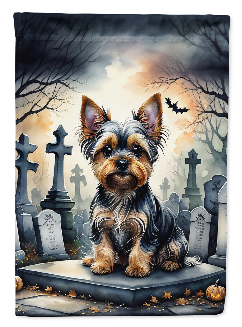 Yorkshire Terrier Spooky Halloween Garden Flag