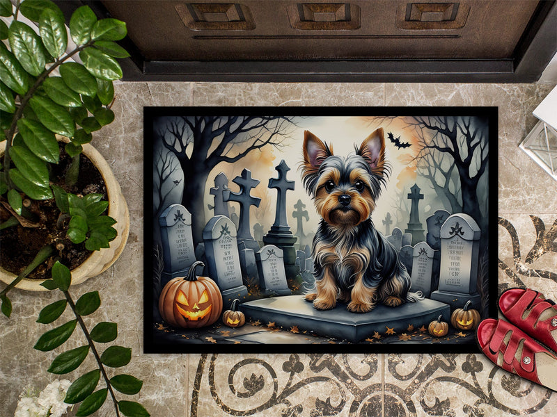 Yorkshire Terrier Spooky Halloween Indoor or Outdoor Mat 24x36