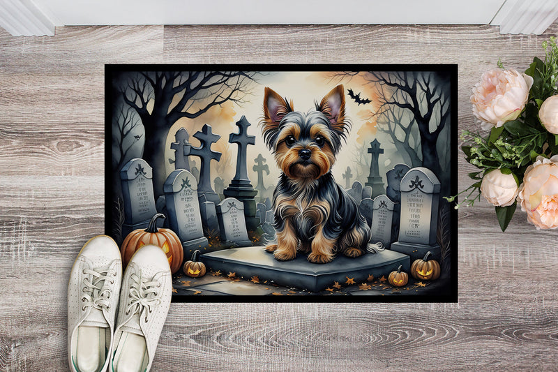 Yorkshire Terrier Spooky Halloween Doormat 18x27