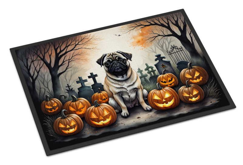 Fawn Pug Spooky Halloween Indoor or Outdoor Mat 24x36