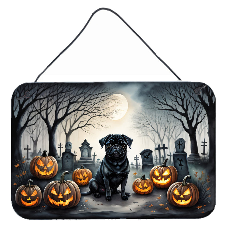 Black Pug Spooky Halloween Wall or Door Hanging Prints