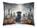 Black Pug Spooky Halloween Fabric Standard Pillowcase – Artistic Decorative Front, White Back