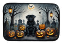 Black Pug Spooky Halloween Dish Drying Mat
