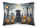 Black Pug Spooky Halloween Fabric Standard Pillowcase – Artistic Decorative Front, White Back