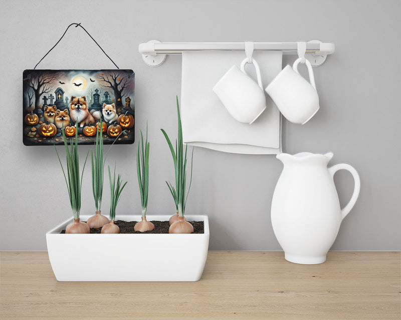 Pomeranian Spooky Halloween Wall or Door Hanging Prints