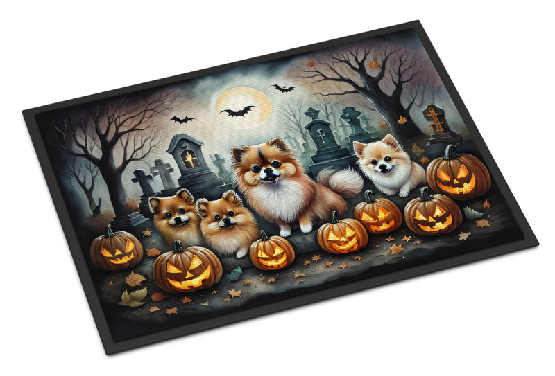 Pomeranian Spooky Halloween Indoor or Outdoor Mat 24x36