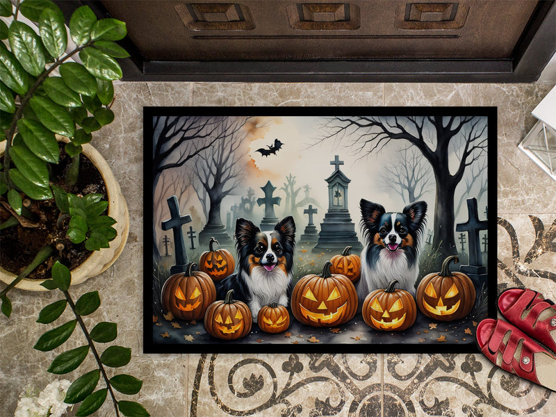 Papillon Spooky Halloween Doormat 18x27