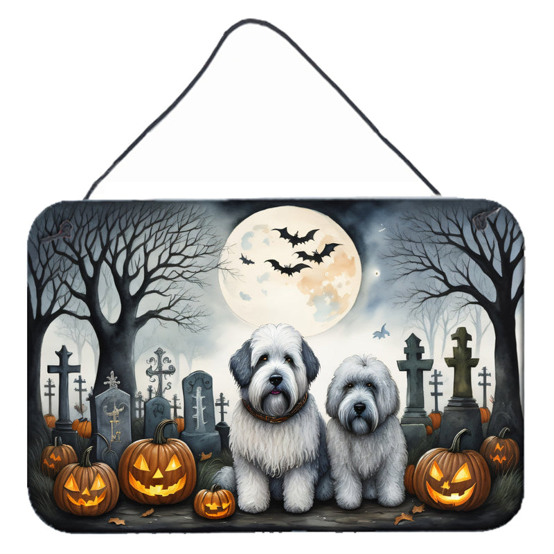 Old English Sheepdog Spooky Halloween Wall or Door Hanging Prints