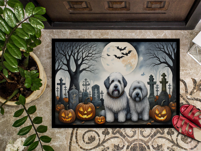 Old English Sheepdog Spooky Halloween Doormat 18x27