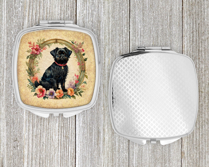 Affenpinscher and Flowers Compact Mirror