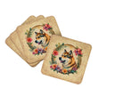 Akita and Flowers Coasters - Set of 4 Lightweight Foam, Absorbent Drink Coasters