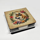 Akita and Flowers PU Leather Note Paper Holder