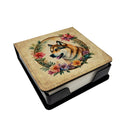 Akita and Flowers PU Leather Note Paper Holder