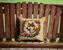 Akita and Flowers Throw Pillow - 14x14 Decorative Pillow – Art for Your Home & Patio