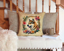 Akita and Flowers Throw Pillow - 14x14 Decorative Pillow – Art for Your Home & Patio