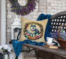 Alaskan Klee Kai and Flowers Fabric Decorative Pillow