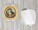 Alaskan Malamute and Flowers Compact Mirror – Stylish Purse Mirror with Artistic Covers