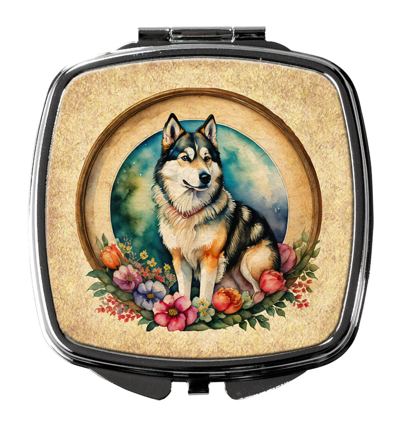 Alaskan Malamute and Flowers Compact Mirror