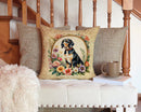 American English Coonhound and Flowers Throw Pillow - 14x14 Decorative Pillow – Art for Your Home & Patio