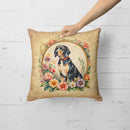 American English Coonhound and Flowers Fabric Decorative Pillow