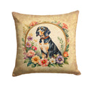 American English Coonhound and Flowers Fabric Decorative Pillow