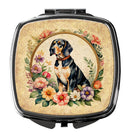 American English Coonhound and Flowers Compact Mirror – Stylish Purse Mirror with Artistic Covers