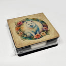 American Eskimo and Flowers PU Leather Note Paper Holder