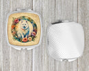 American Eskimo and Flowers Compact Mirror – Stylish Purse Mirror with Artistic Covers