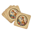 American Foxhound and Flowers Coasters - Set of 4 Lightweight Foam, Absorbent Drink Coasters