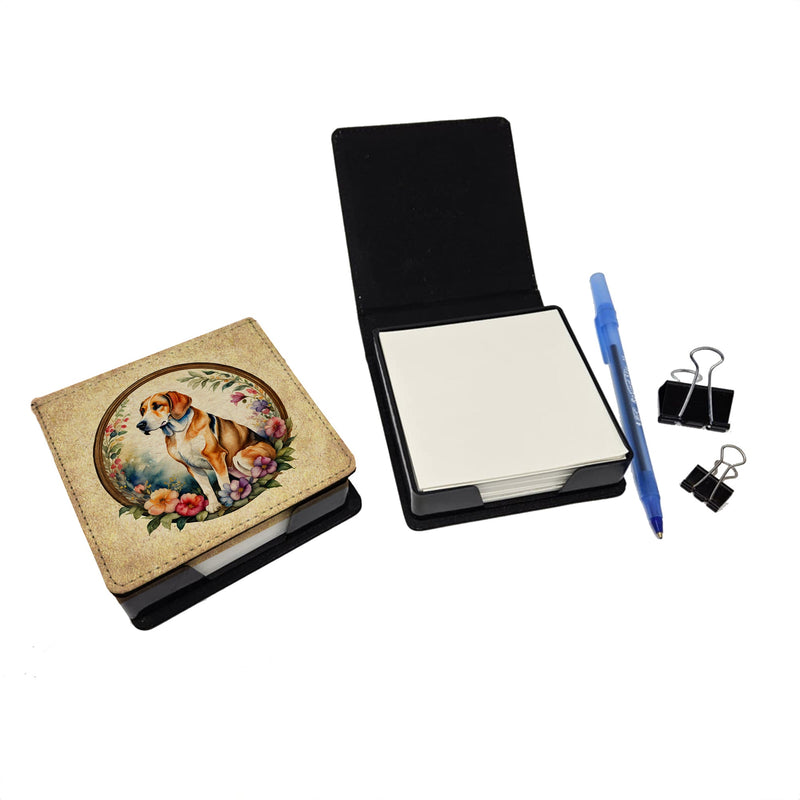 American Foxhound and Flowers PU Leather Note Paper Holder